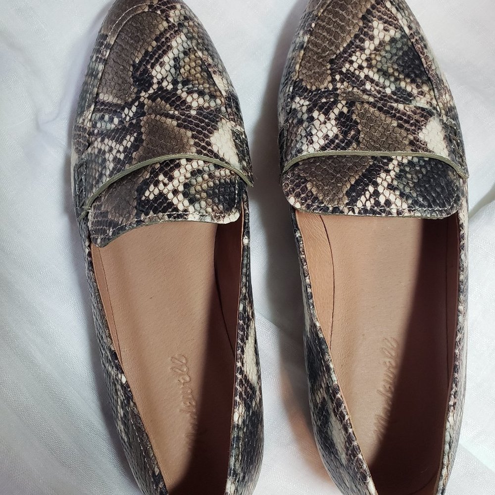 Madewell The Alex Loafer in Snake Emossed Leather Sz 10 - Picture 2 of 7